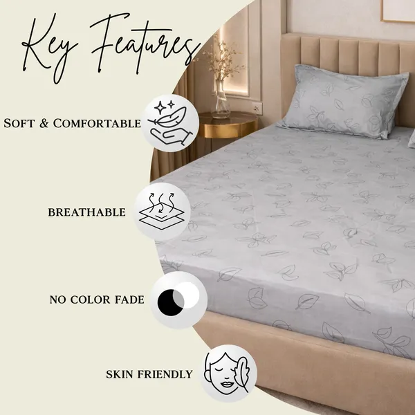 Slate_Leaves_Double_Bedsheet_Set_1_Bedsheet_2_Pillow_Covers