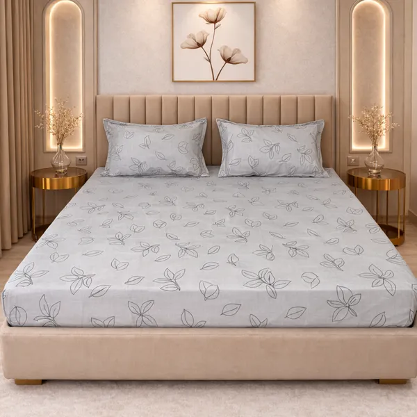 Slate_Leaves_Double_Bedsheet_Set_1_Bedsheet_2_Pillow_Covers