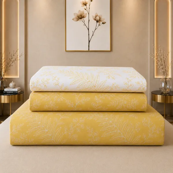 Golden_Fern_5_Pcs_Double_Bedsheet_Set_1_Bedsheet_4_Pillow_Covers