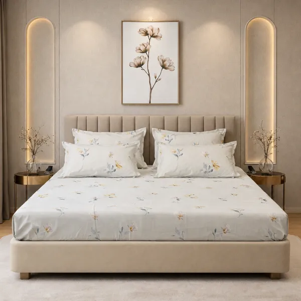 Spring_Sonata_5_Pcs_Double_Bedsheet_Set_1_Bedsheet_4_Pillow_Covers