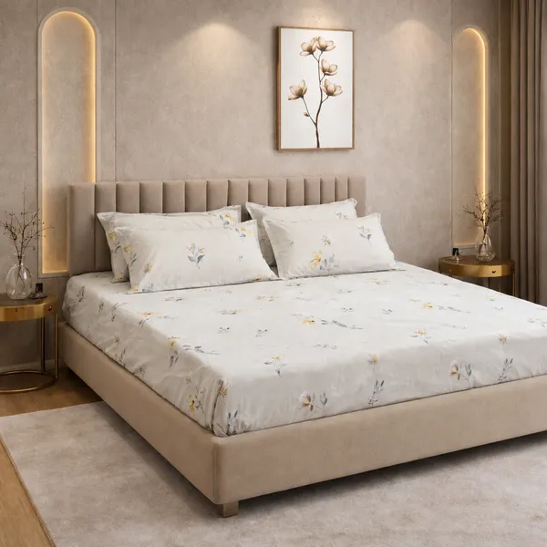 Spring_Sonata_5_Pcs_Double_Bedsheet_Set_1_Bedsheet_4_Pillow_Covers