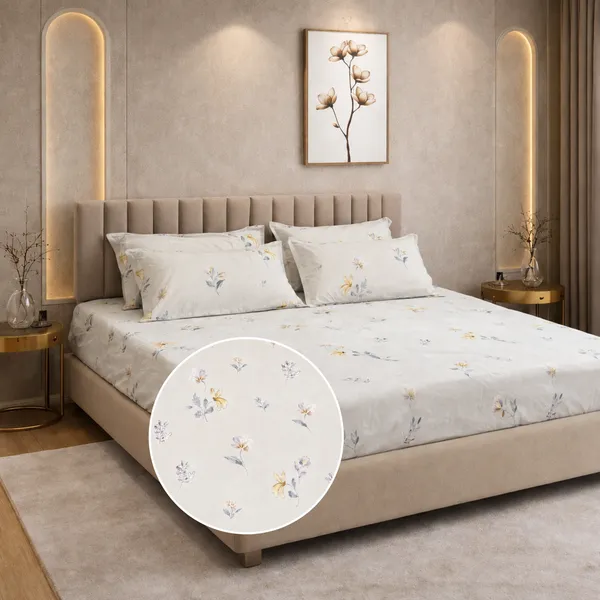 Spring_Sonata_5_Pcs_Double_Bedsheet_Set_1_Bedsheet_4_Pillow_Covers
