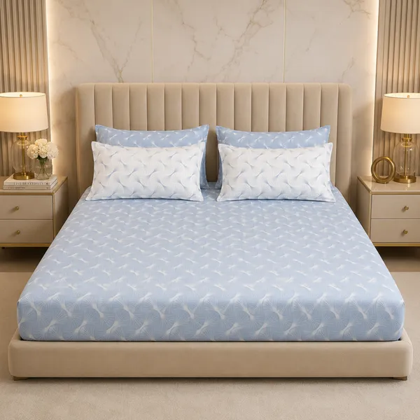 Sky_Symphony_5_Pcs_Double_Bedsheet_Set_1_Bedsheet_4_Pillow_Covers