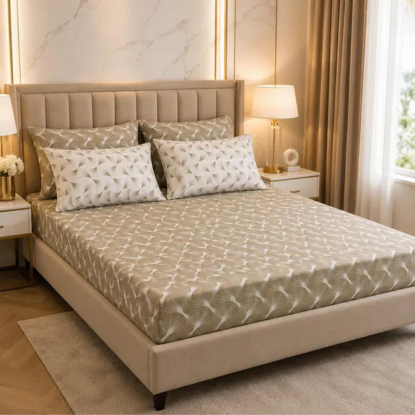 Olive_Aura_5_Pcs_Double_Bedsheet_Set_1_Bedsheet_4_Pillow_Covers