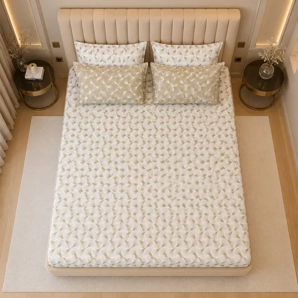 Olive_Wave_5_Pcs_Double_Bedsheet_Set_1_Bedsheet_4_Pillow_Covers