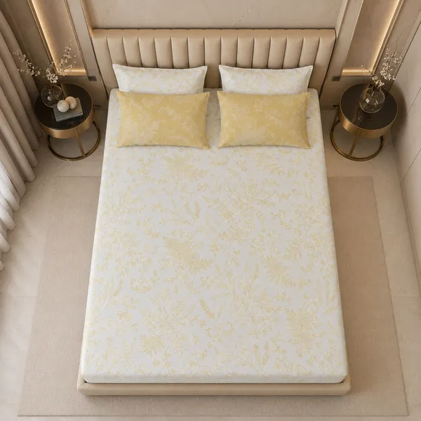 Golden_Ivory_5_Pcs_Double_Bedsheet_Set_1_Bedsheet_4_Pillow_Covers