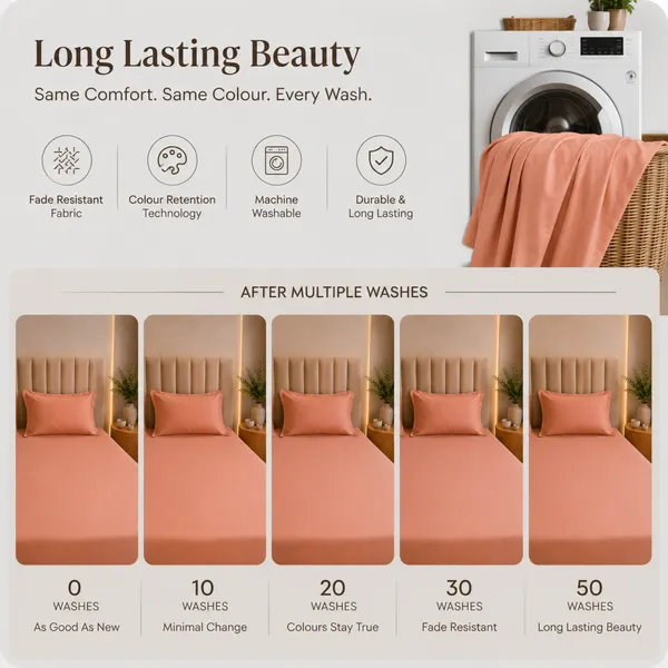 300tc_Solid_100_Pure_Cotton_King_Bedsheet_Set_1_Bedsheet_2_Pillow_Covers_Sunset_Apricot