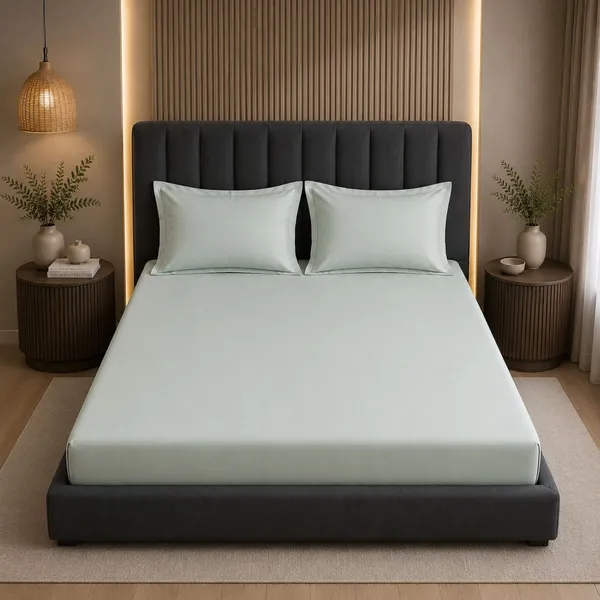 300tc_Solid_100_Pure_Cotton_King_Bedsheet_Set_1_Bedsheet_2_Pillow_Covers_Olive