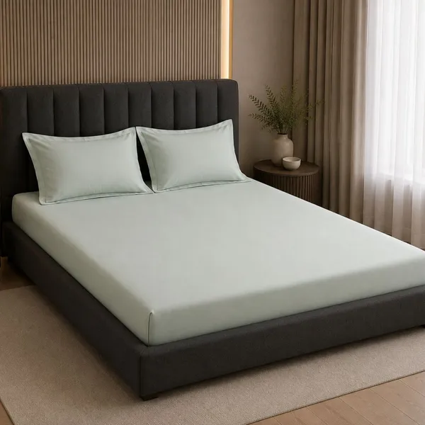 300tc_Solid_100_Pure_Cotton_King_Bedsheet_Set_1_Bedsheet_2_Pillow_Covers_Olive