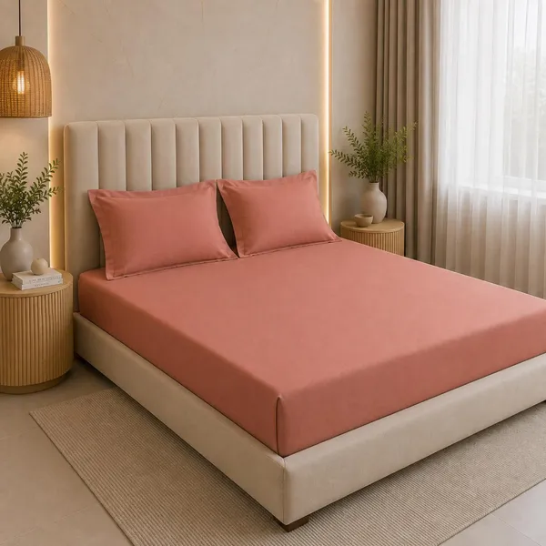 300tc_Solid_100_Pure_Cotton_King_Bedsheet_Set_1_Bedsheet_2_Pillow_Covers_Dusty_Rose