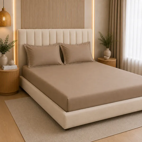 300tc_Solid_100_Pure_Cotton_King_Bedsheet_Set_1_Bedsheet_2_Pillow_Covers_Mocha