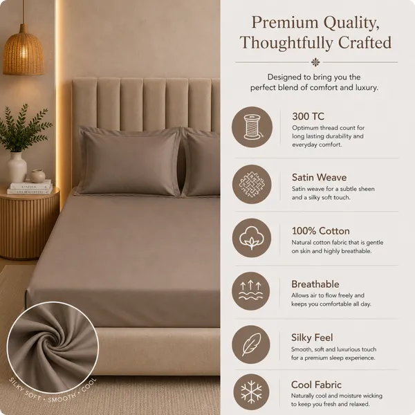 300tc_Solid_100_Pure_Cotton_King_Bedsheet_Set_1_Bedsheet_2_Pillow_Covers_Mocha