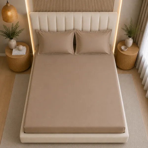 300tc_Solid_100_Pure_Cotton_King_Bedsheet_Set_1_Bedsheet_2_Pillow_Covers_Mocha