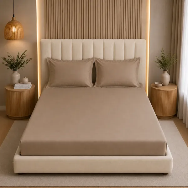 300tc_Solid_100_Pure_Cotton_King_Bedsheet_Set_1_Bedsheet_2_Pillow_Covers_Mocha