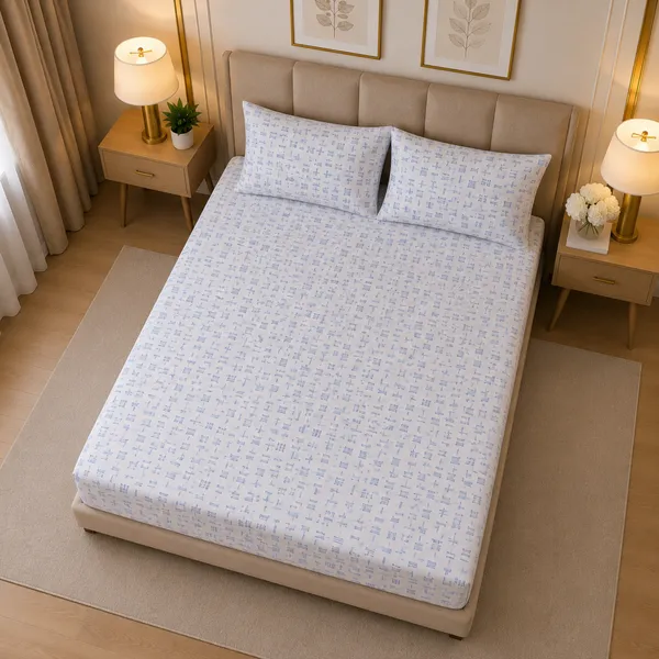 Indigo_Grid_King_Size_Bedsheet_Set_1_Bedsheet_2_Pillow_Covers