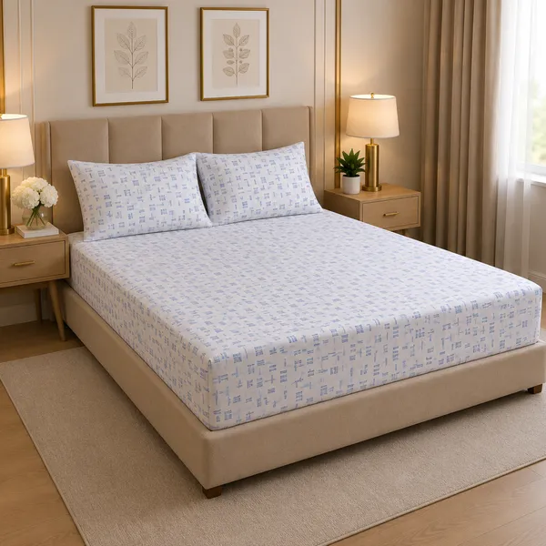 Indigo_Grid_King_Size_Bedsheet_Set_1_Bedsheet_2_Pillow_Covers
