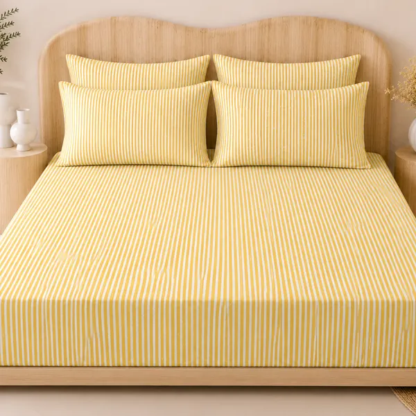 Sunlit_Stripe_5_Pcs_Double_Bedsheet_Set_1_Bedsheet_4_Pillow_Covers