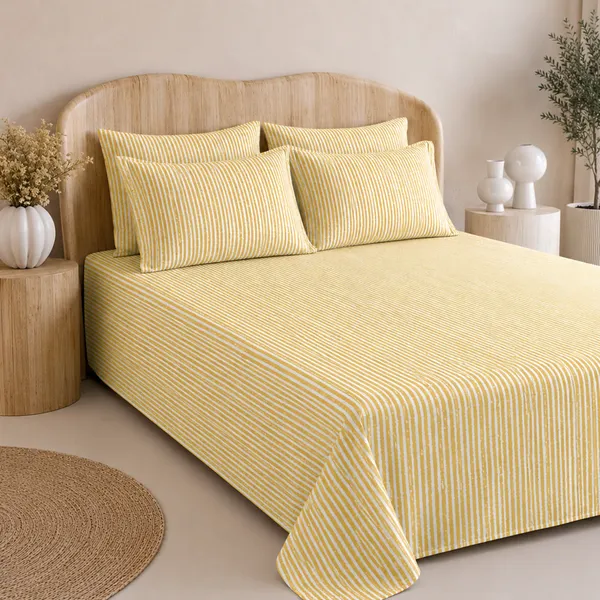 Sunlit_Stripe_5_Pcs_Double_Bedsheet_Set_1_Bedsheet_4_Pillow_Covers