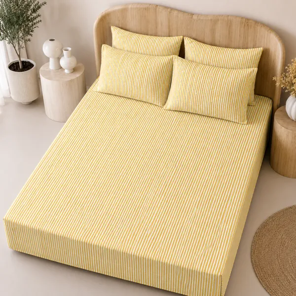 Sunlit_Stripe_5_Pcs_Double_Bedsheet_Set_1_Bedsheet_4_Pillow_Covers