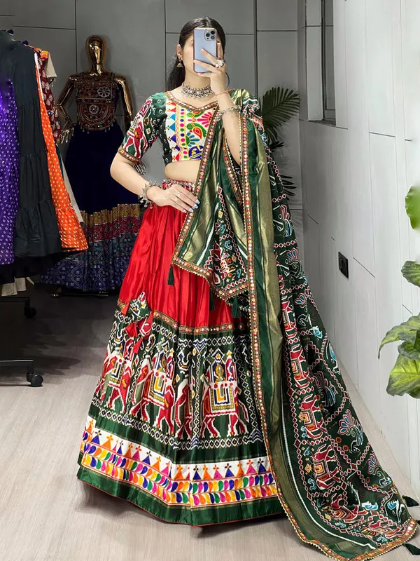 Red_Green_Printed_Lehenga_Choli_Set_for_Women