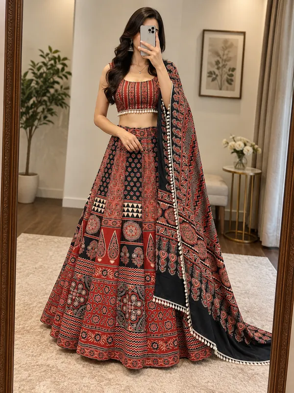 Red_Printed_Lehenga_Choli_Set_For_Women
