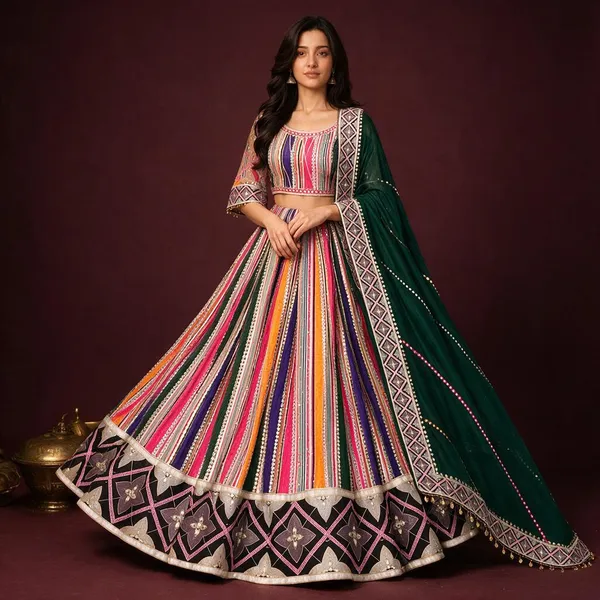 Multicolor_Art_Silk_Embellished_Flared_Lehenga_Choli_For_Women