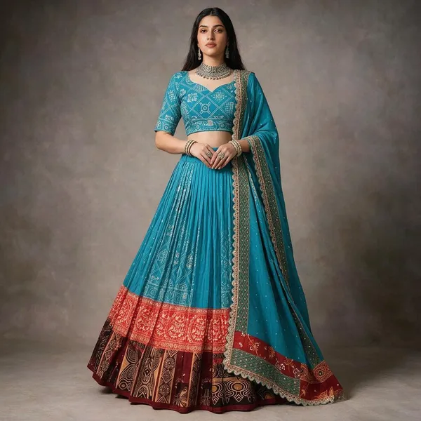 Blue_Cotton_Printed_Flared_Lehenga_Choli_For_Women