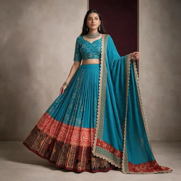 Blue_Cotton_Printed_Flared_Lehenga_Choli_For_Women