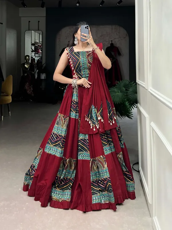 Maroon_Printed_Lehenga_Choli_For_Women