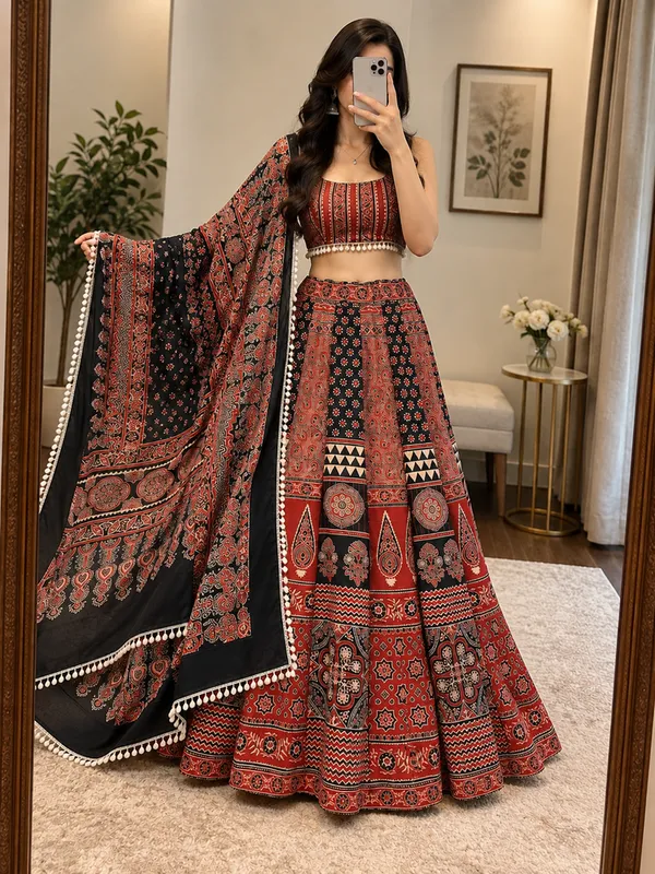 Red_Printed_Lehenga_Choli_Set_For_Women