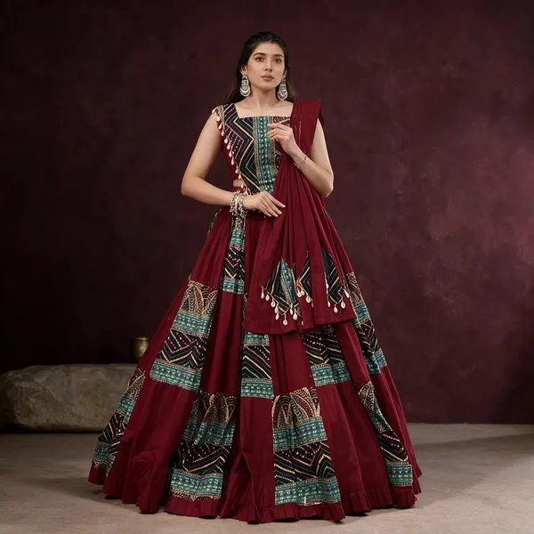 Maroon_Art_Silk_Printed_Flared_Lehenga_Choli_For_Women