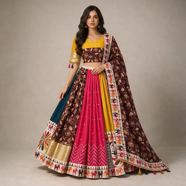 Multicolor_Art_Silk_Printed_Flared_Lehenga_Choli_For_Women