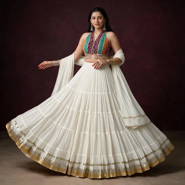 White_Cotton_Embellished_Flared_Lehenga_Choli_For_Women