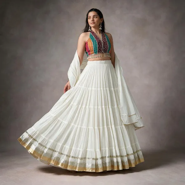 White_Cotton_Embellished_Flared_Lehenga_Choli_For_Women