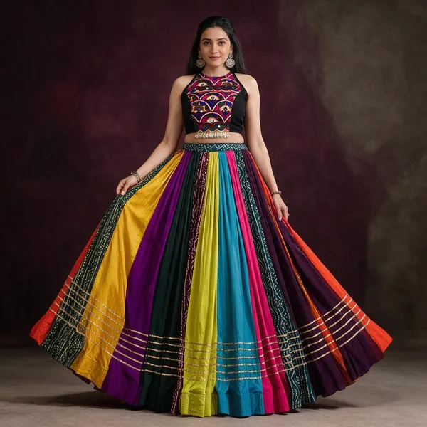 Multicolour_Cotton_Embroidered_Flared_Lehenga_Choli_For_Women