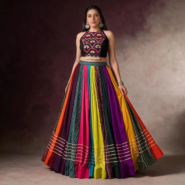 Multicolour_Cotton_Embroidered_Flared_Lehenga_Choli_For_Women