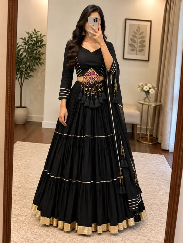 Black_Cotton_Flared_Lehenga_Choli_For_Women