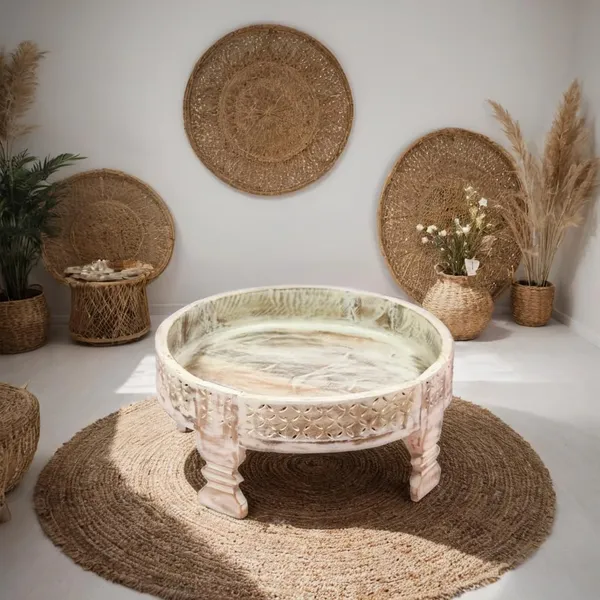 Wooden_Round_Carved_Chakki_Bowl_Coffee_Table_With_Removable_Tray_Top_Rustic_Farmhouse_Accent_Table_Decorative_Ottoman_Serving_Tray_Fruit_Basket_Stand_Antique_45x45x20_Cm