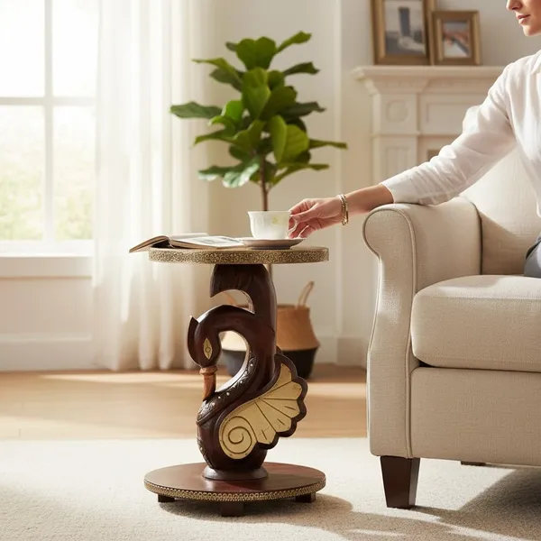 Handcrafted_Wooden_Swan_Side_Table_Antique_Finish_Hand_Carved_Accent_Table_With_Brass_Detailing_Decorative_End_Table_For_Living_Room_Bedroom_Brown