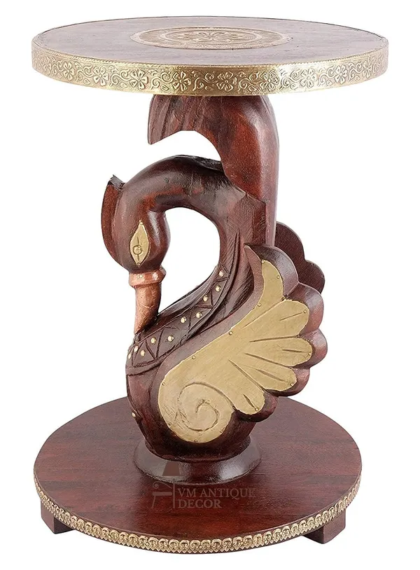 Handcrafted_Wooden_Swan_Side_Table_Antique_Finish_Hand_Carved_Accent_Table_With_Brass_Detailing_Decorative_End_Table_For_Living_Room_Bedroom_Brown