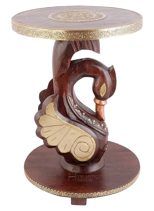Handcrafted_Wooden_Swan_Side_Table_Antique_Finish_Hand_Carved_Accent_Table_With_Brass_Detailing_Decorative_End_Table_For_Living_Room_Bedroom_Brown