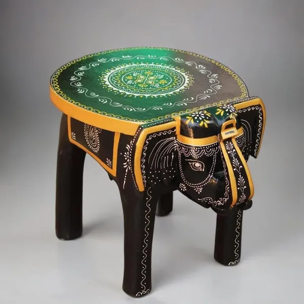 Handcrafted_Wooden_Elephant_Stool_Side_Table_Hand_Painted_Tribal_Design_Solid_Wood_Decorative_Accent_For_Living_Room_Bedroom_Home_Decor_20x20x20_Cm