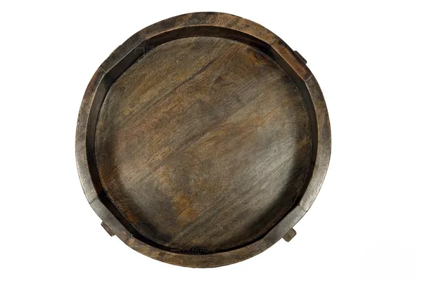Antique_Wooden_Chakki_Coffee_Table_For_Home_Deccor_Pooja_Room_Storage_Handcrafted_Solid_Wood_Round_Bowl_With_Carved_Floral_Design_Rustic_Antique_Decorative_Centerpiece_Black