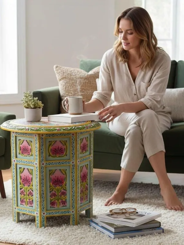 Handcrafted_Wooden_Side_Table_With_Hand_Painted_Floral_Design_Round_Accent_Table_For_Living_Room_Bedroom_Sofa_Traditional_Indian_Rajasthani_Furniture