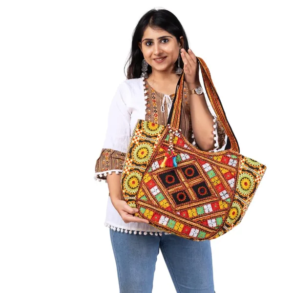 Handmade_Cotton_Patchwork_Tote_Bag_Multicolour_Double_Handle_With_Zipper_Women_S_Handbag