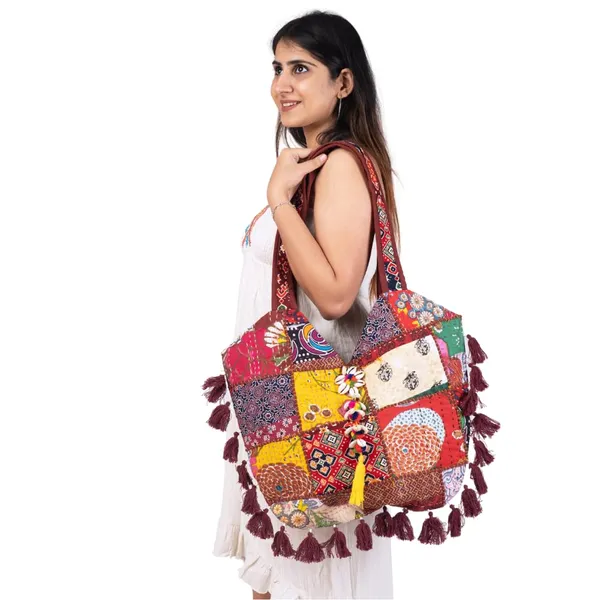 Product_Summary_Rajasthani_Embroidered_Women_S_Shoulder_Bag_Large_Multicoloured_Pure_Cotton_Tote_Bag_Handmade_Patchwork_Design_15_Litre_Capacity_With_Zipper_Closure