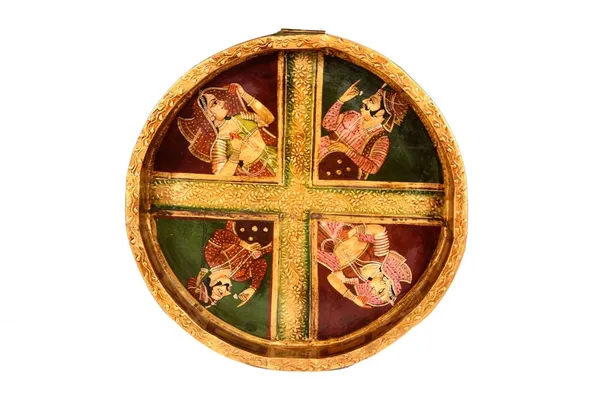 Wooden_Round_Carved_Chakki_Bowl_Coffee_Table_With_Removable_Tray_Top_Rustic_Farmhouse_Accent_Table_Decorative_Ottoman_Serving_Tray_Fruit_Basket_Stand_Painted_Multi_45x45x20_Cm