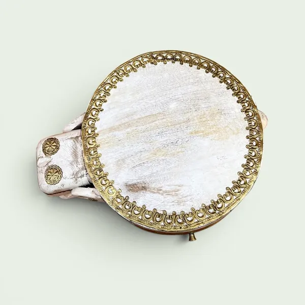Coffee_Table_Brass_Embossed_Wooden_Cocktail_Home_Decors_Lamp_Table_Showpiece_Elephant_Table_Round_White