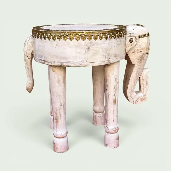 Coffee_Table_Brass_Embossed_Wooden_Cocktail_Home_Decors_Lamp_Table_Showpiece_Elephant_Table_Round_White