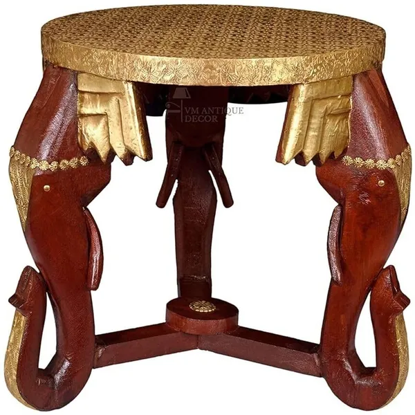 Coffee_Table_Brass_Embossed_Wooden_Cocktail_Home_Decors_Lamp_Table_Showpiece_Elephant_Table_Multiround